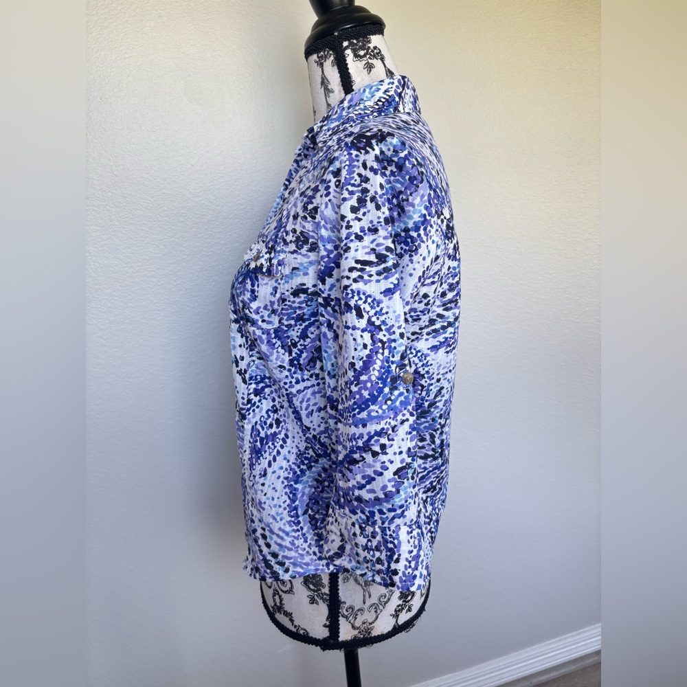 Karen Scott Blue & White Swirl Button-Front Shirt - Picture 5 of 12